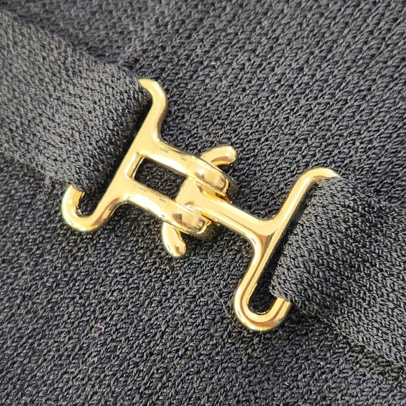 ST JOHN COLLECTION Black Santana Knit Mock Neck Belted Sheath Dress Size 8 - Picture 7 of 13